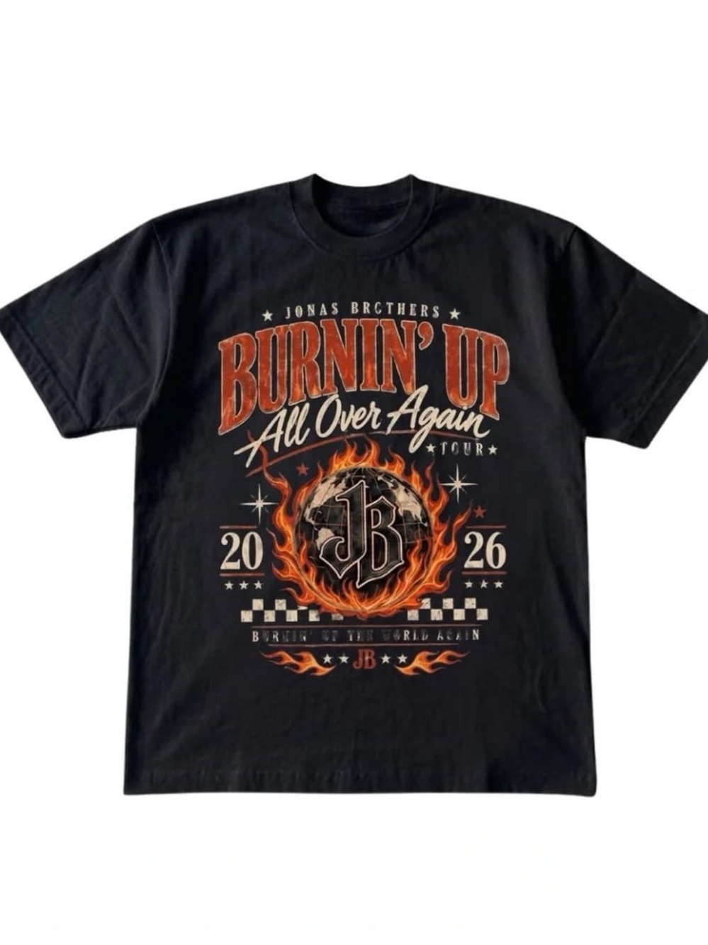 Burnin' Up Tour 2026 Black Graphic T-Shirt